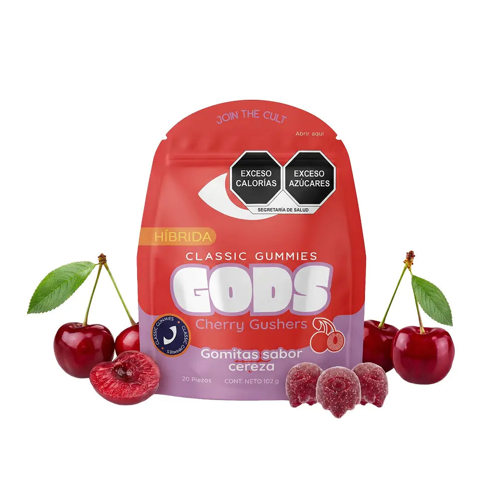 Gomitas Classic Gummies sabor Cherry Gushers, paquete de 20 piezas de 50 mg.