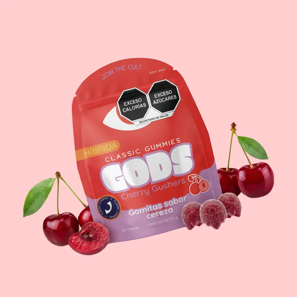 Gomitas Classic Gummies sabor Cherry Gushers, paquete de 20 piezas de 50 mg.