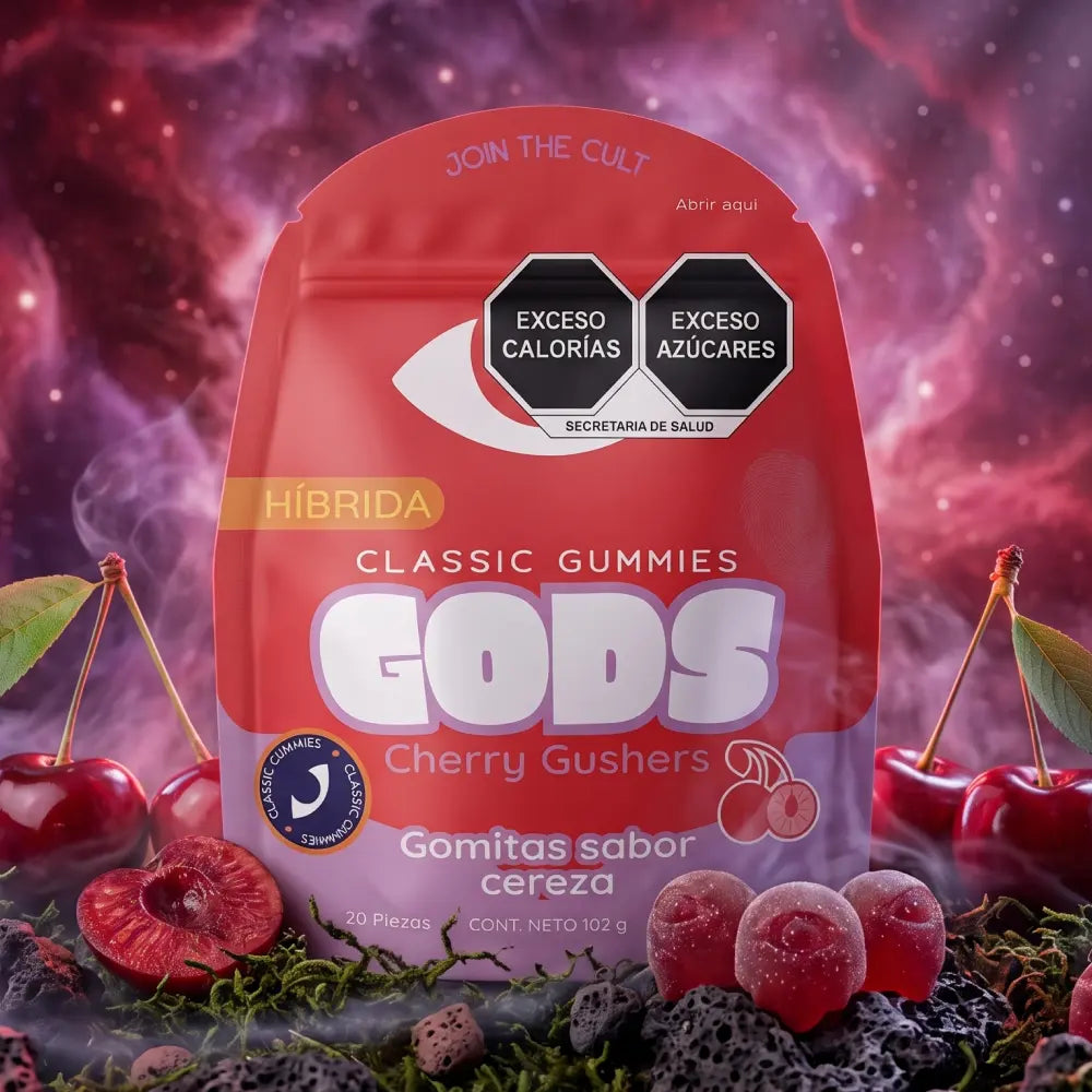 Gomitas Classic Gummies sabor Cherry Gushers, paquete de 20 piezas de 50 mg.