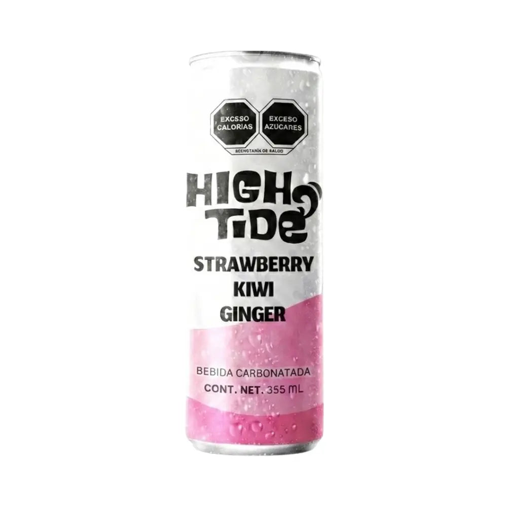 Bebida High Tide Social Tonic sabor fresa, kiwi y jengibre, lata de 355 ml.