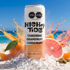 Bebida High Tide Social Tonic sabor mandarina, pomelo y cardamomo, lata de 355 ml.