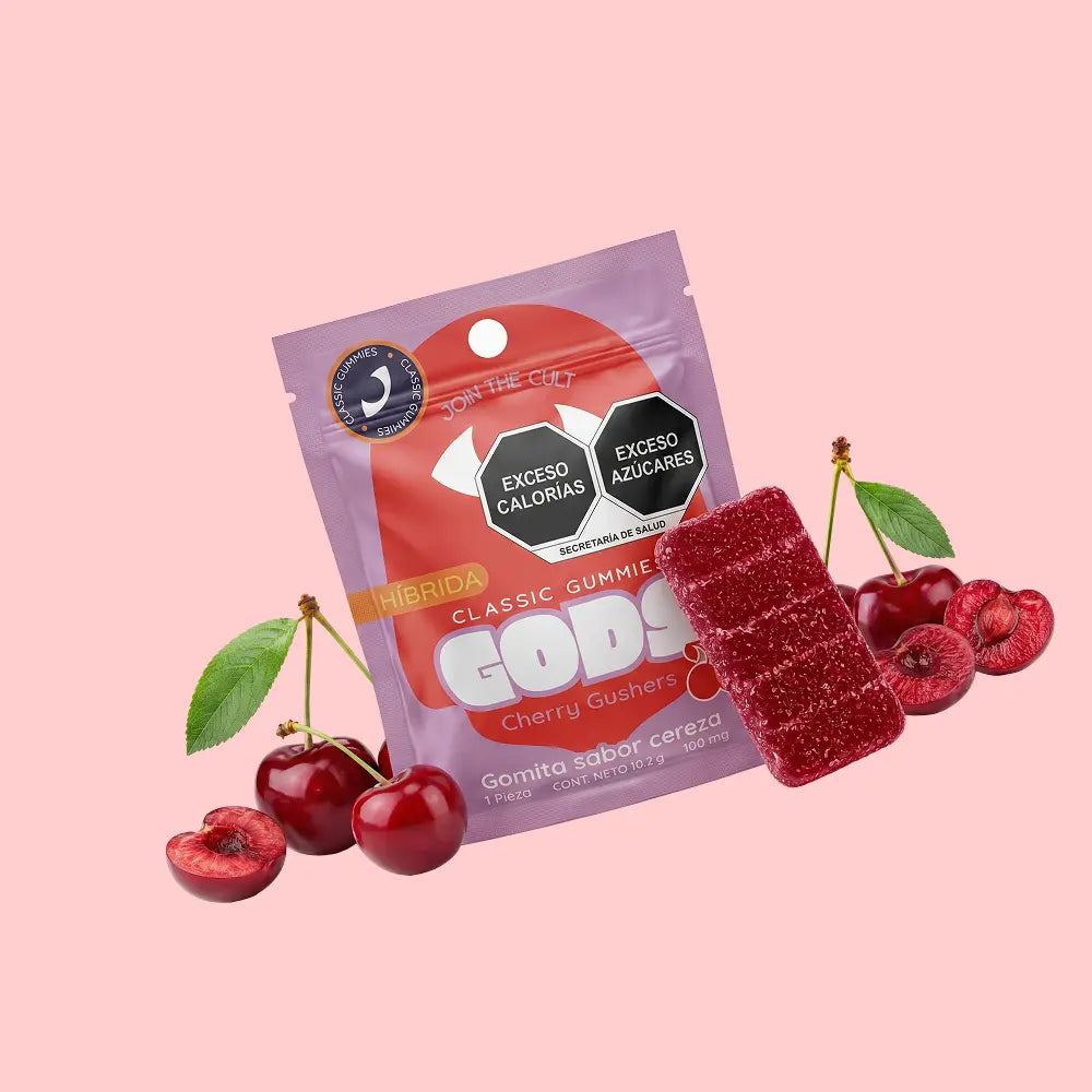 Gomitas Classic Gummies sabor Cherry Gushers, 1 pieza de 100 mg.