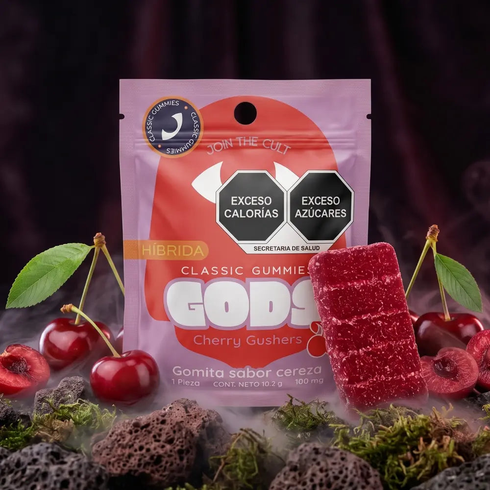 Gomitas Classic Gummies sabor Cherry Gushers, 1 pieza de 100 mg.