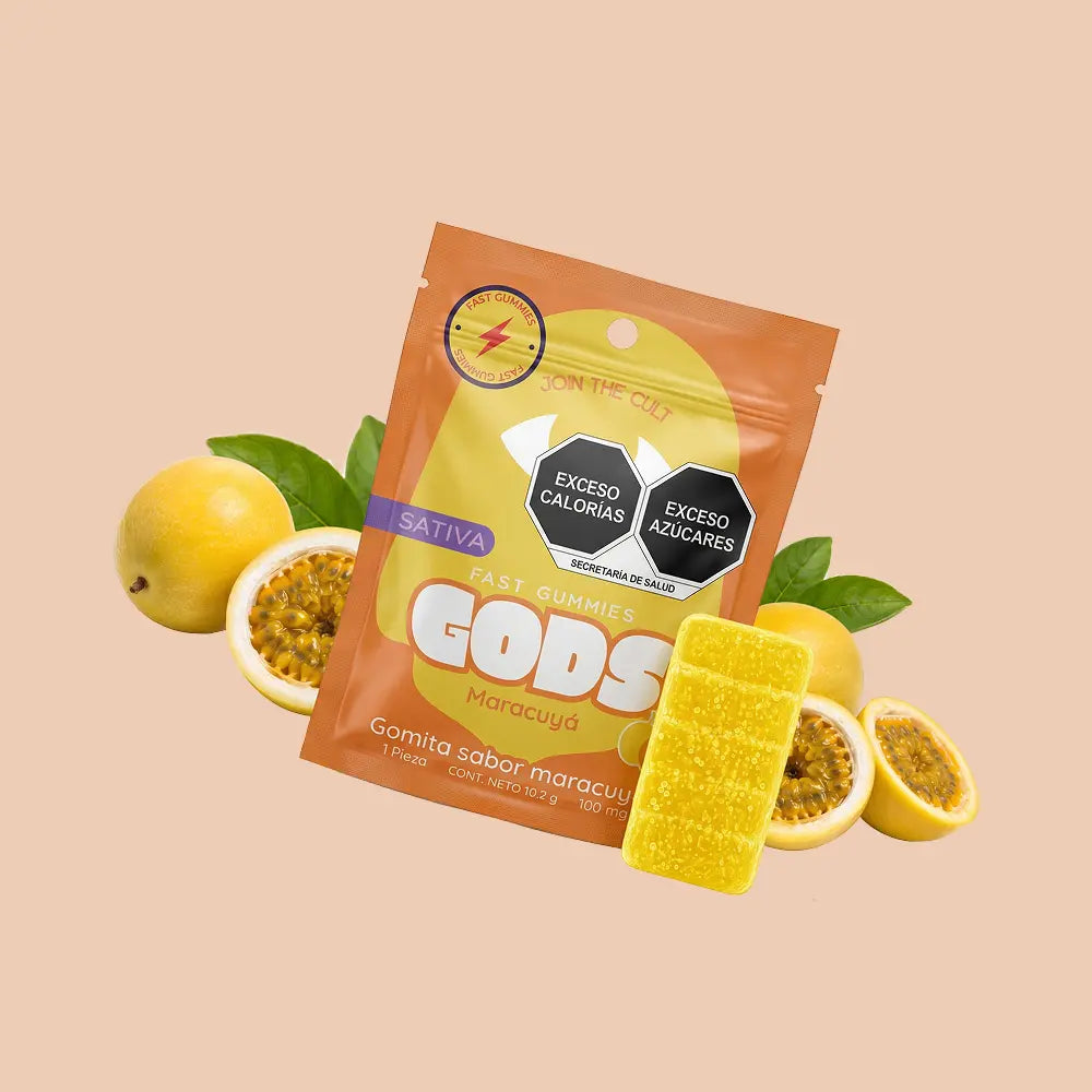 Gomita Fast Gummies sabor Maracuyá, 1 pieza de 100 mg.