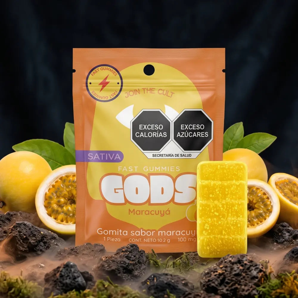 Gomita Fast Gummies sabor Maracuyá, 1 pieza de 100 mg.