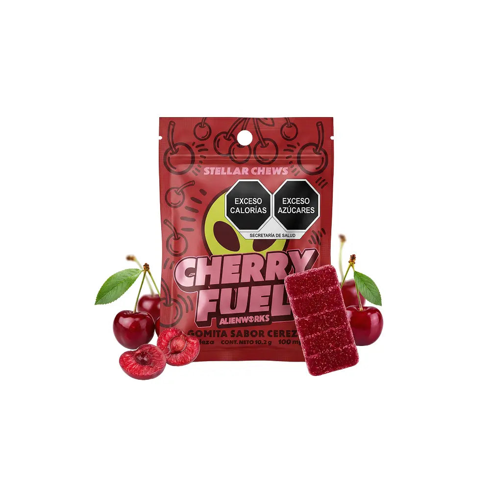 Gomitas Stellar Chews sabor Cherry Fuel, 1 pieza de 100 mg.