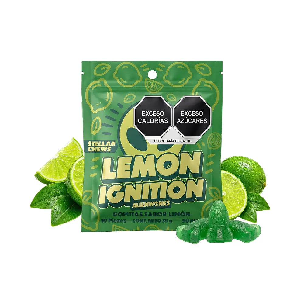 Gomitas Stellar Chews sabor Lemon Ignition, paquete de 10 piezas de 50 mg.