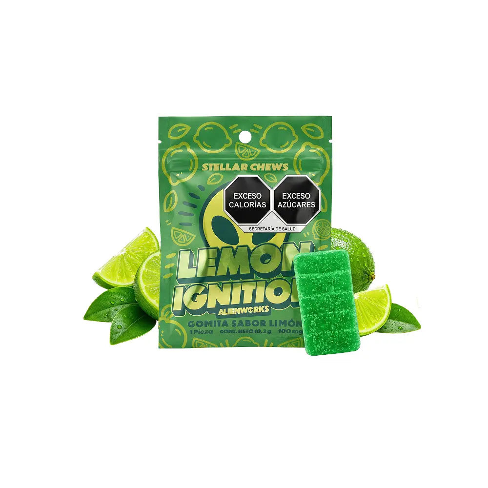 Gomitas Stellar Chews sabor Lemon Ignition, 1 pieza de 100 mg.