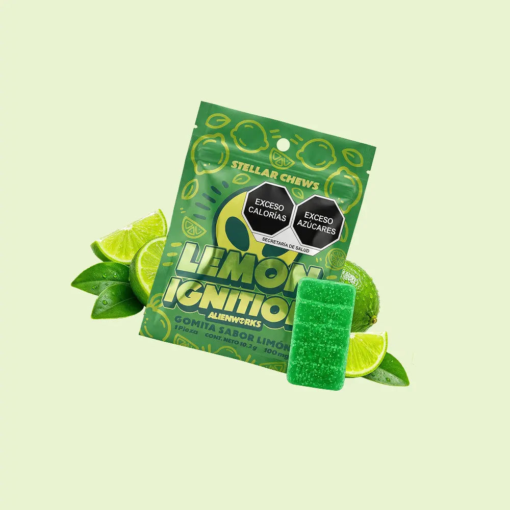 Gomitas Stellar Chews sabor Lemon Ignition, 1 pieza de 100 mg.