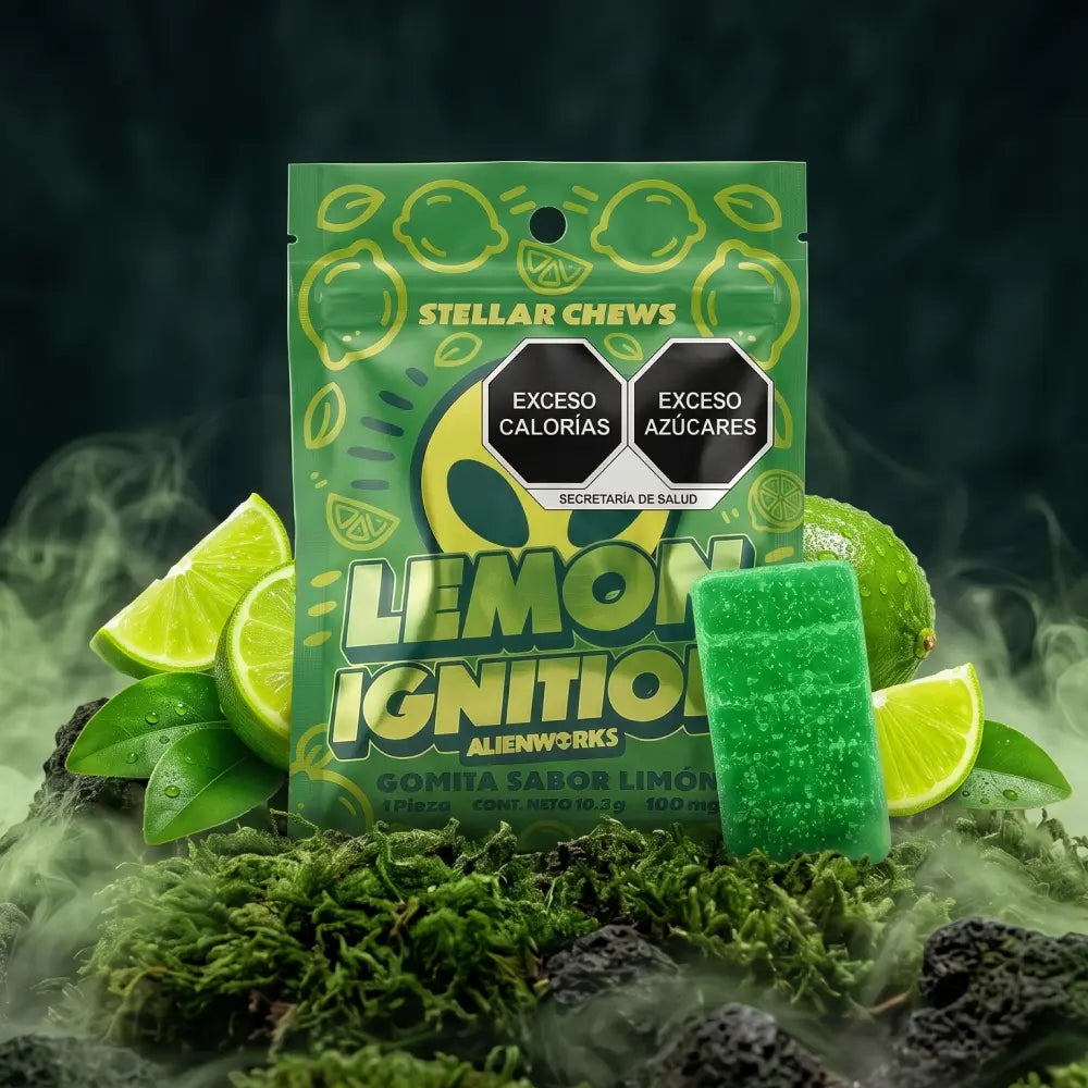 Gomitas Stellar Chews sabor Lemon Ignition, 1 pieza de 100 mg.