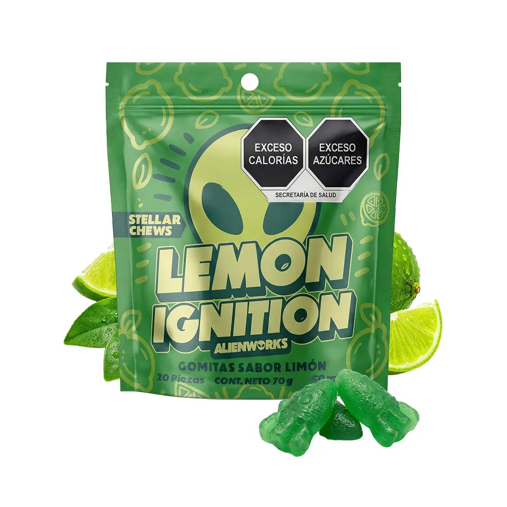 Gomitas Stellar Chews sabor Lemon Ignition, paquete de 20 piezas de 50 mg.