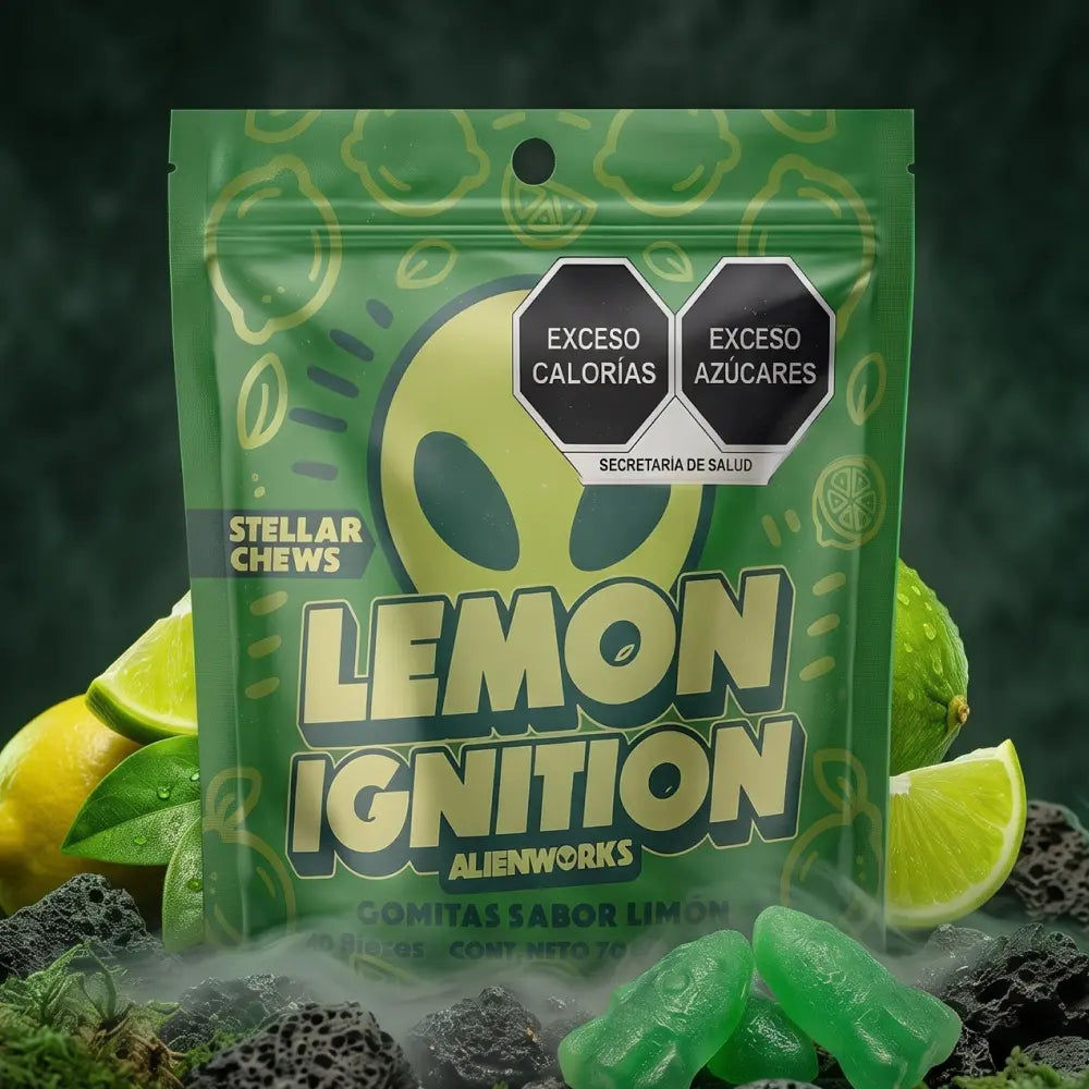 Gomitas Stellar Chews sabor Lemon Ignition, paquete de 20 piezas de 50 mg.