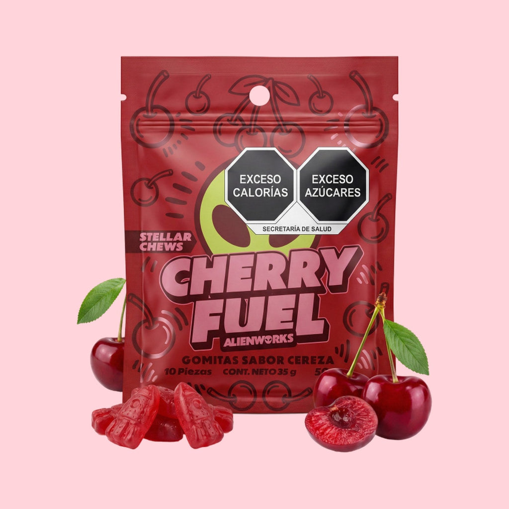 Stellar Chews Cherry Fuel, 10 piezas de 50 mg: empaque