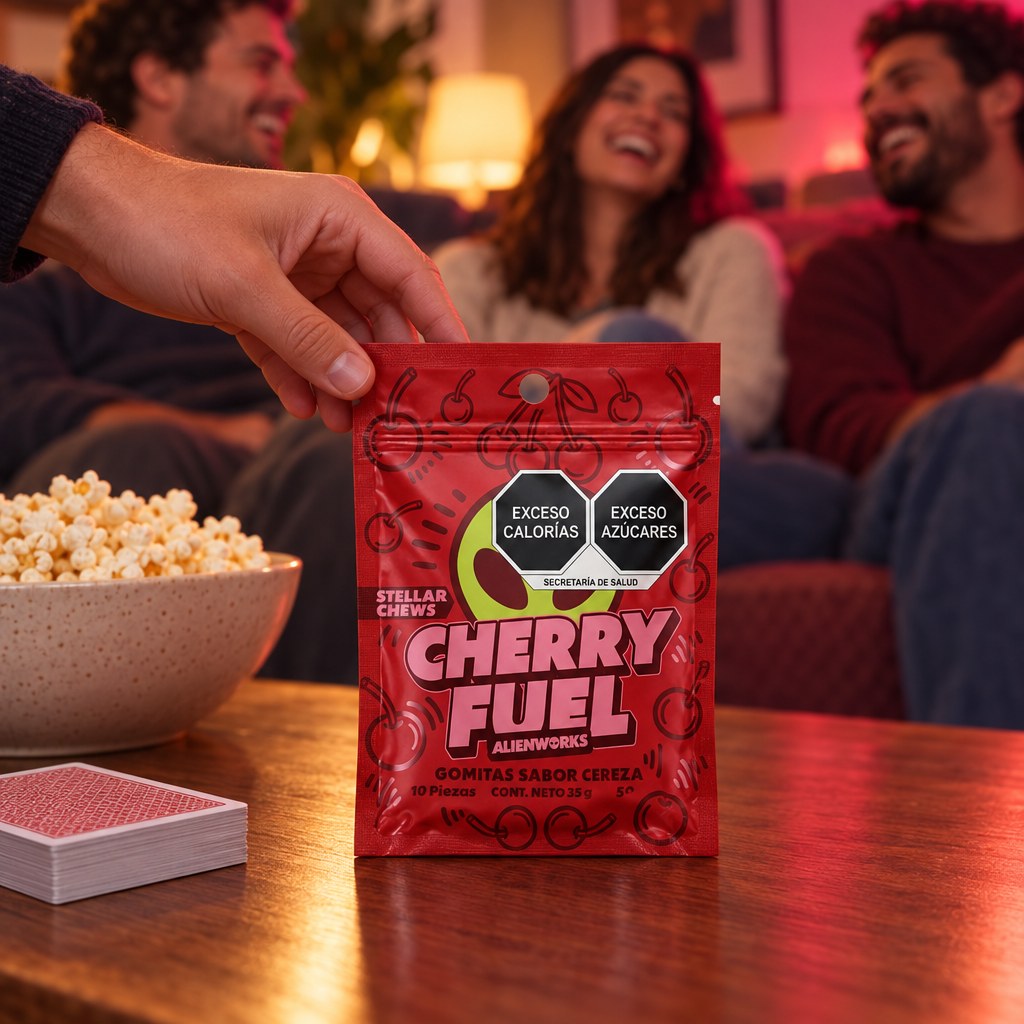 Stellar Chews Cherry Fuel, 10 piezas de 50 mg: momento 1