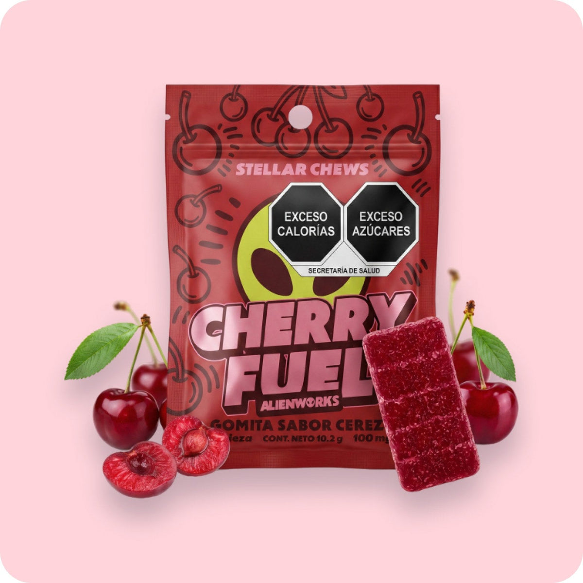 Stellar Chews Cherry Fuel, 1 pieza de 100 mg: empaque