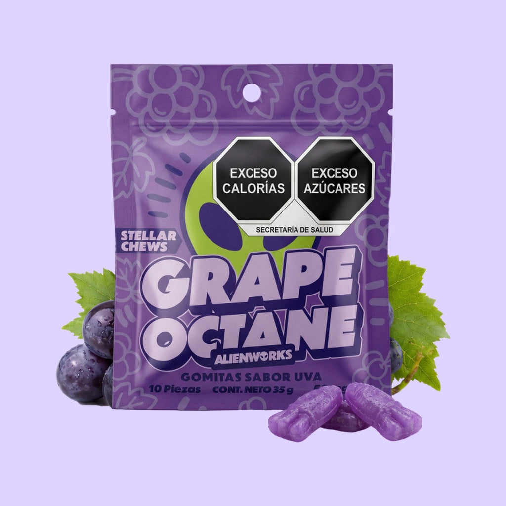 Stellar Chews Grape Octane, 10 piezas de 50 mg: empaque