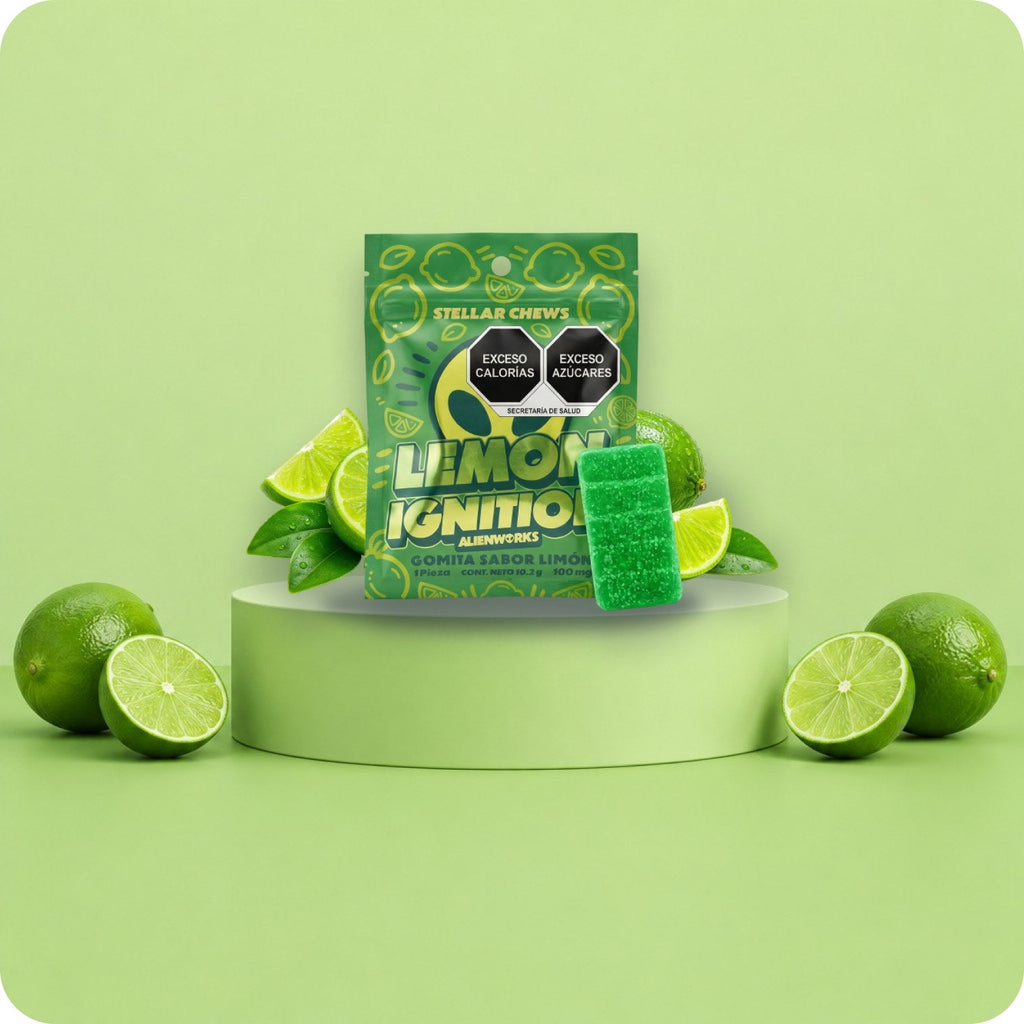 Stellar Chews Lemon Ignition, 1 pieza de 100 mg: en escena