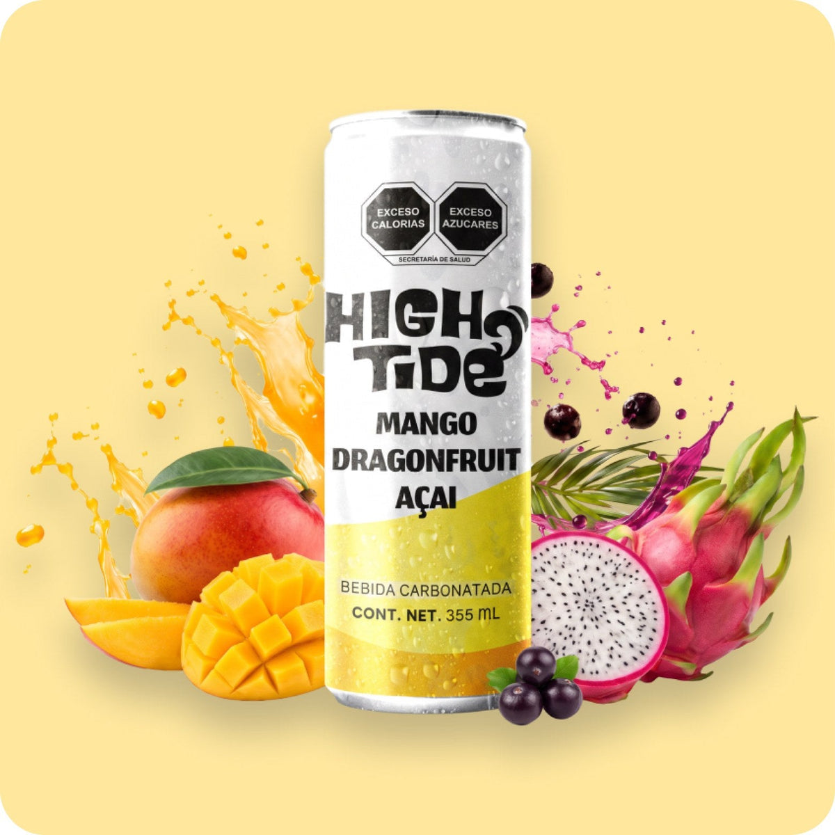 High Tide Social Tonic Mango Dragonfruit & Açaí, lata de 355 ml: empaque