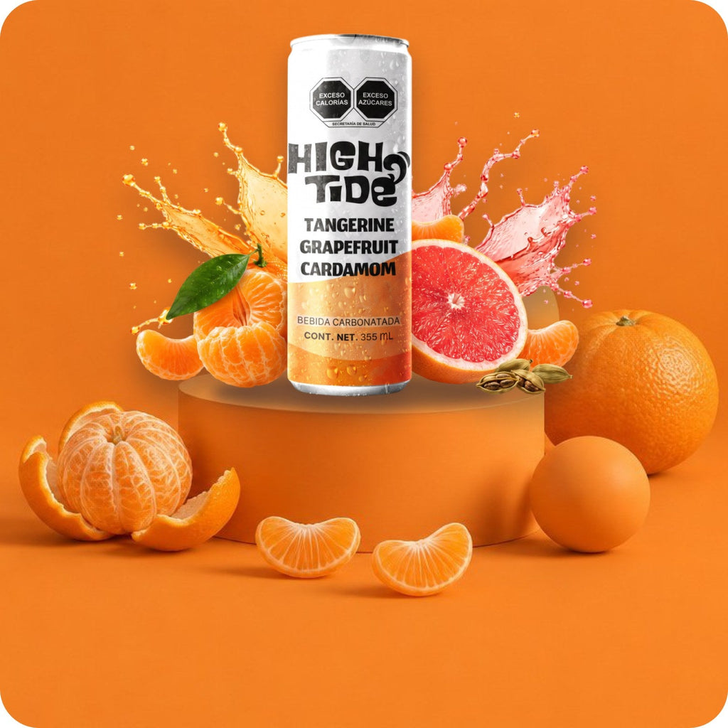 High Tide Social Tonic Tangerine Grapefruit & Cardamom, lata de 355 ml: en escena