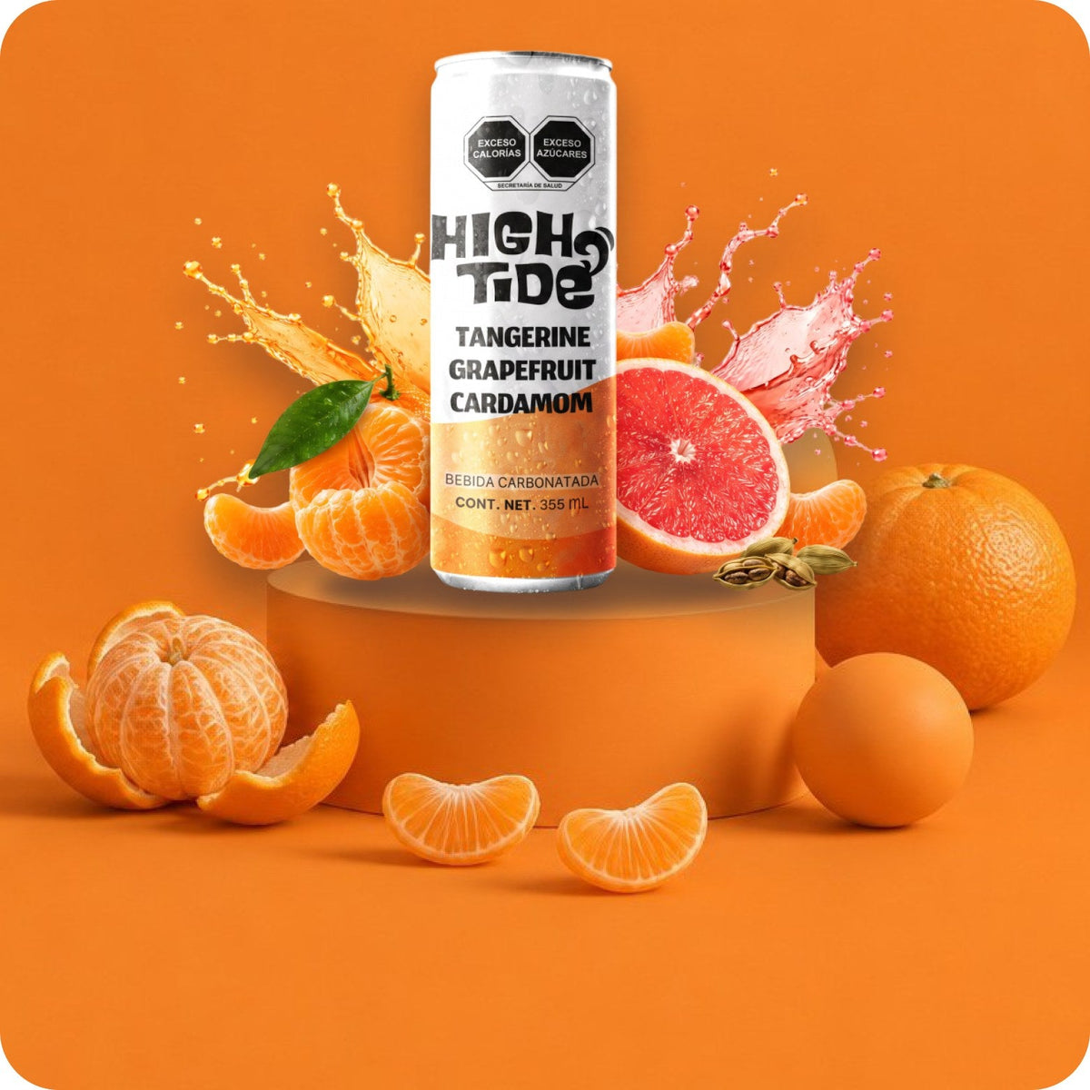 High Tide Social Tonic Tangerine Grapefruit & Cardamom, lata de 355 ml: en escena