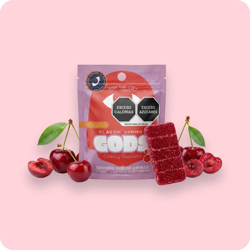 Classic Gummies Cherry Gushers, 1 pieza de 100 mg: empaque