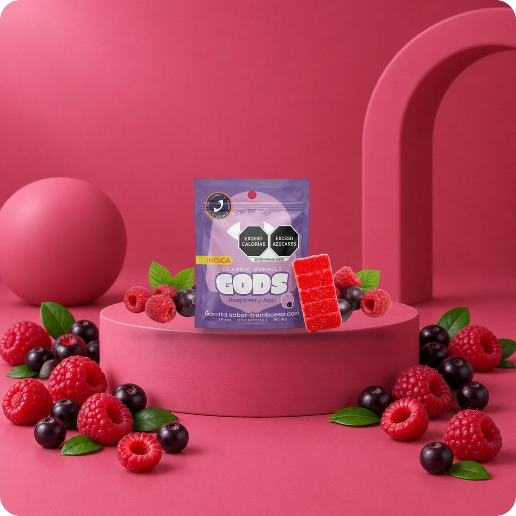 Classic Gummies Raspberry Acaí, 1 pieza de 100 mg: en escena